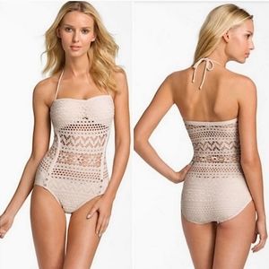 Robin Piccone Cream Crochet Swimsuit